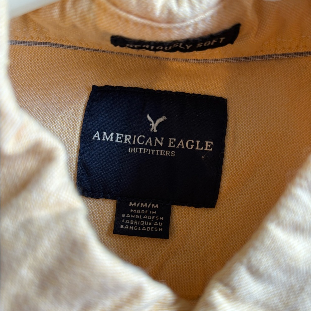 American Eagle Seriously Soft Yellow Button Up - … - image 2